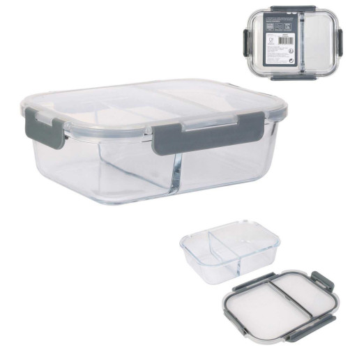 Steklena posoda za shranjevanje z 2 razdelkoma, 1 kos