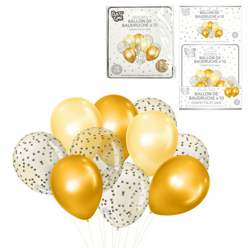 Komplet balonov z in brez konfetov, zlati odtenki, 10 kosov