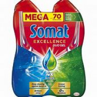 Somat gel za strojno pomivanje posode Excellence Duo-Gel, 70 pranj, 2x630ml