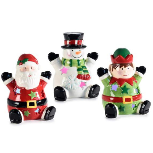 Božični lik v keramiki z večbarvnimi LED lučkami, Božiček