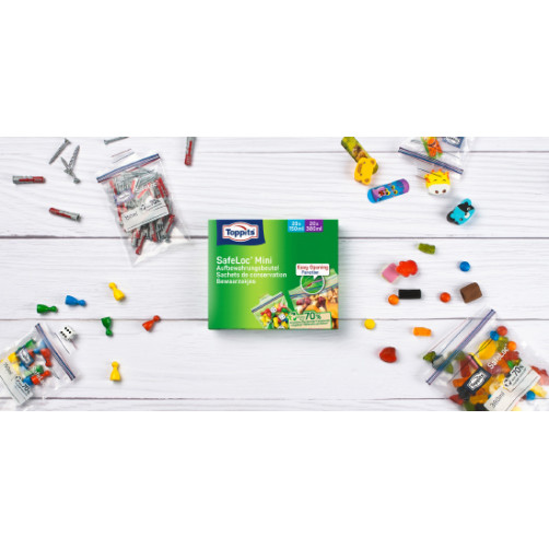 Toppits ziploc minis vrečke za zmrzovanje z zip zapiranjem dve velikosti, 40 kos
