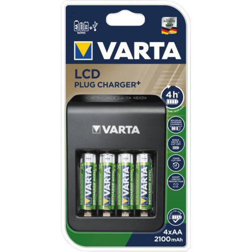 VARTA LCD Plug Charger 4x AA 56706 2100mAh