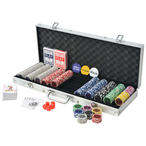 vidaXL Poker Set s 500 Laserskimi Žetoni Aluminij vidaXL Poker Set s 500 Laserskimi Žetoni Aluminij