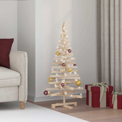 vidaXL Božična drevesa z stojalom Naravna 120 cm Trdna borovina